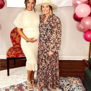 H&M pink and black floral maxi